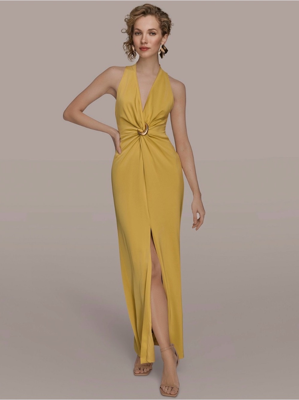 NWT Donna Karan Women V-Neck Sleeveless Dress. Chartreuse. Size 10. Retail $239